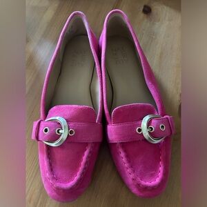 Pink suede loafer